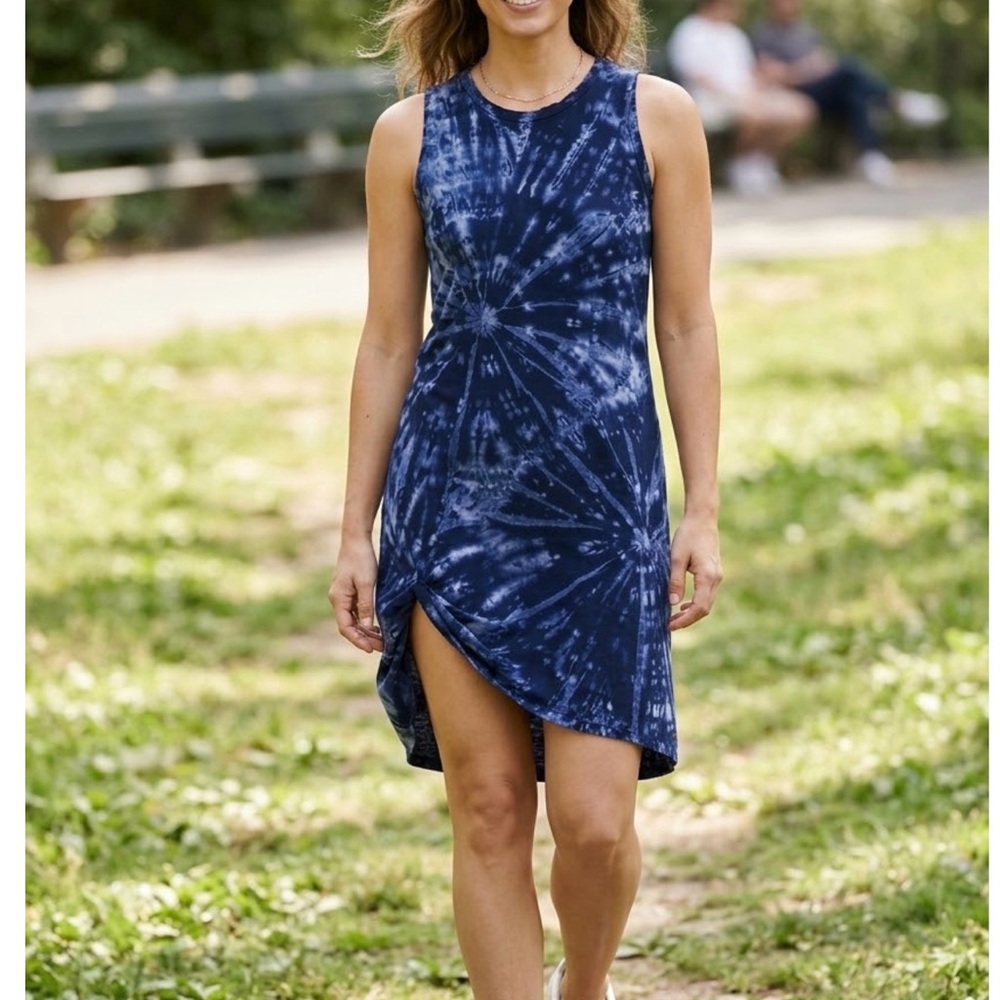 n:PHILANTHROPY Asymmetrical Navy Tie-Dye Dress
